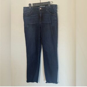 Wit & Wisdom Absolution Dark Indigo Ankle Jeans with Raw Hem, size 12